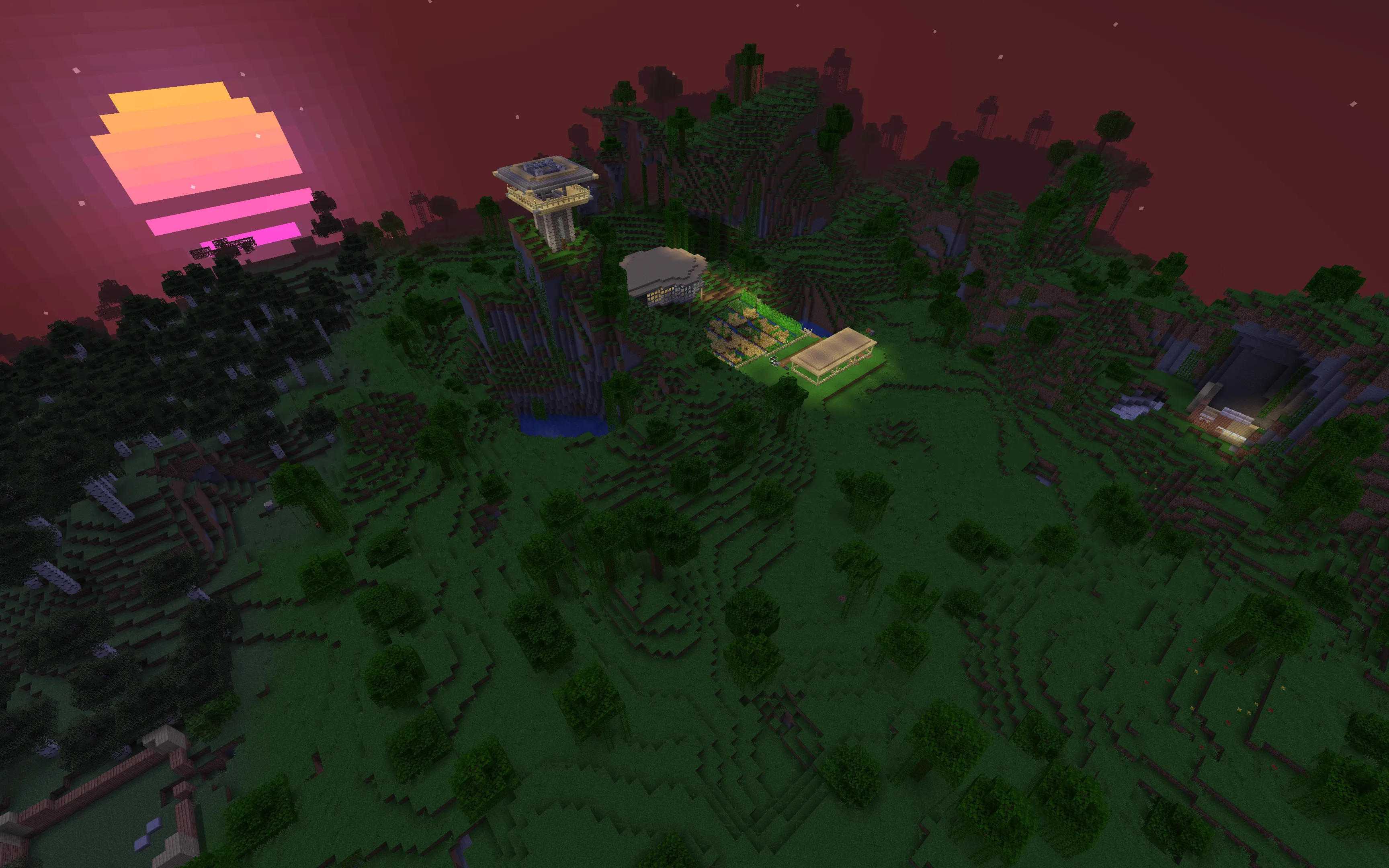 sunset over the village